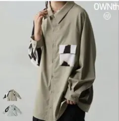 【試着のみ】定価8,990円antiquaアンティカ 墨汁柄オーバーサイズシャツ