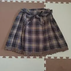 フレアスカート ブラウン系チェック