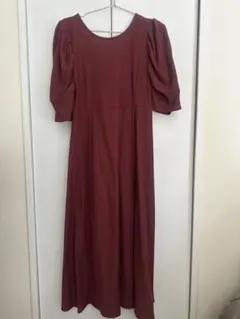 moussy パフスリーブ ロングワンピース ボルドー