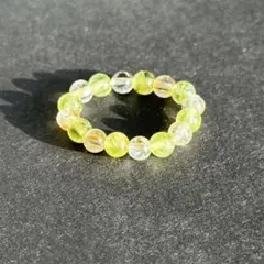 BR1048 天然石パワーストーン ビーズリング ファントムシトリン ペリドット