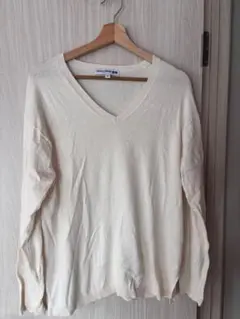 ユニクロ×イネス コットンカシミヤVネックセーター　ホワイト　 Lサイズ