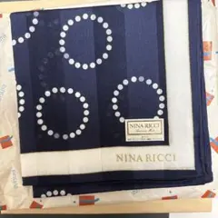NINA RICCI ネイビー ドット柄 ハンカチ