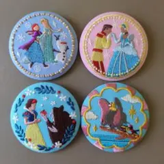 ディズニー 刺繍缶バッジ 4点セット