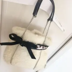 銀座kanbmatsu ボア巾着型バッグ