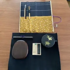 書道用具一式 竹と鳥の墨入れ付き