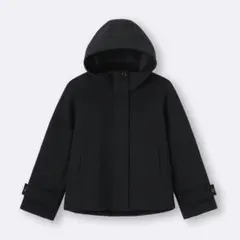 GU ジーユー コージーメルトンショートフーディコート S 黒 ポケット