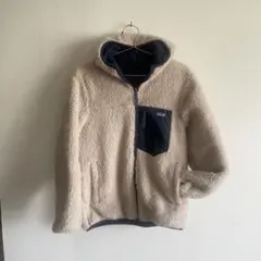 Patagonia リバーシブルボアブルゾン　ホワイト　ネイビー　紺　キッズ