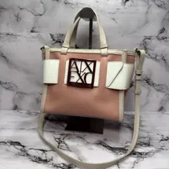 (美品)大人気、アルマーニ、2wayバッグ、オールレザー、シボ革、人気色、ピンク