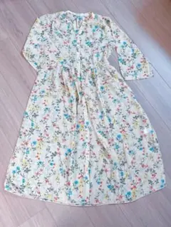 GLOBAL WORK 花柄シフォンロングワンピース