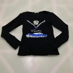 cantwo ブラック プリント長袖 Tシャツ