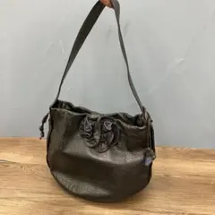 3F 希少 良品 IBIZA イビザ 本革 レザーハンドバッグ 花モチーフ 黒