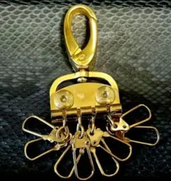 カラビナ 8連 キーフック キーホルダー キーリング リメイク 真鍮 ゴールド