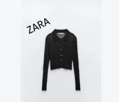 ZARAメタリックニットカーディガン　シアーポロニット