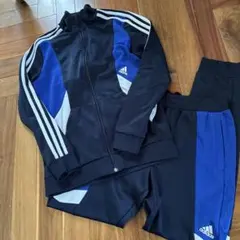 adidas上下 ジャージ 150cm 黒/青