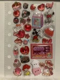 (93)【レッド系】立体 おすそ分け シール交換 シール帳 まとめ割 完成品