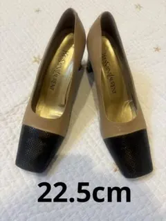 YSL イヴサンローラン レザー ハイヒール ベージュ✖️ブラック22.5/35のサムネイル