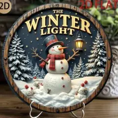 雪景色とスノーマン　ブリキ看板