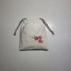 ハンドメイド　巾着袋　小物入れ 『256』バラ刺繍　ミニ巾着袋　ミニポーチ
