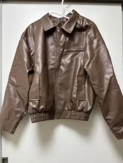 ブラウンレザーボンバージャケット　shein