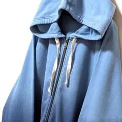 ギャップ GAP フルジップスウェットパーカー ライトブルー水色ネイビーXL古着