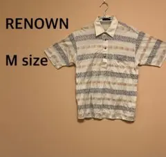 【RENOWN】メンズ/半袖ポロシャツ/ハーフボタン/ボーダー/柄のサムネイル