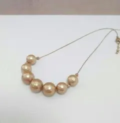 コットンパールチェーンネックレス（ゴールド)