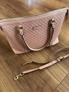 限定品GUCCI ピンクベージュ リボンハンドバッグ 保存袋付き - メルカリ