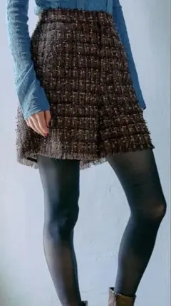 ブラウンツイードフリンジショートパンツ フリーサイズのサムネイル