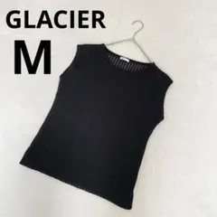 GLACIER グラシア ノースリーブ ニット ストライプ柄 ブラック Mのサムネイル