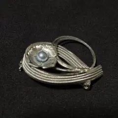 ヴィンテージ ブローチ シルバー 花