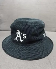 NEW ERA コーデュロイバケットハット MLBアスレチックス　M/L