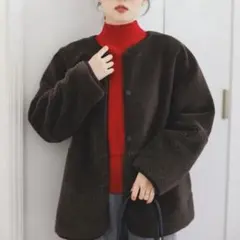 【美品】le.coeur blanc/リバーシブルフェイクムートンコート ボア