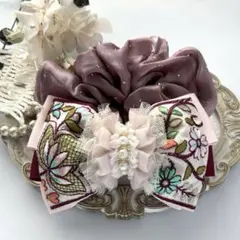 ⭐3096⭐❣️大人可愛い春夏アクセ❣️オリジナル✴インド刺繍リボンシュシュ