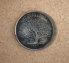 アメリカ　25セント コンチョ コネチカット 1999 オークの木