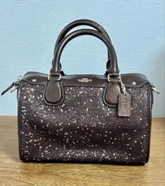 n*e様 COACH コーチ ミニボストンバッグ 2way レザー ラメ　グリッ
