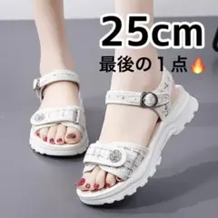 スポーツサンダル　ベルクロ　25 ツイード　サンダル　軽量　厚底　ストラップ