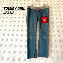 トミーガールジーンズ デニムパンツ ライトブルー ワッペン ドローコード