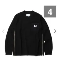 sacai × Carhartt WIPサイドジップ ロンT ブラック サイズ4 sacai × Carhartt WIPサイドジップ ロンT ブラック サイズ4