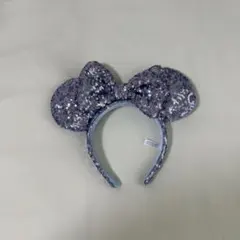 ディズニー　スパンコール リボン カチューシャ　青　水色