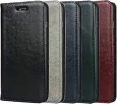 iPhone 8 plusケース 牛革 レザースタンド機能光沢感 ダークグリーン