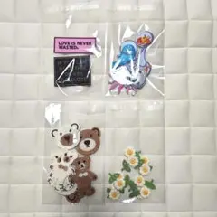 おまとめ ワッペンセット ／クマ お花 動物園 ロゴ／4種セット