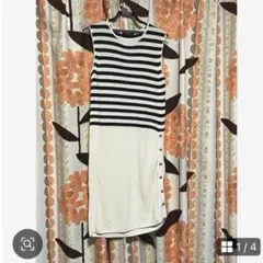 MACPHEE マカフィー　ボーダー　ニットワンピース　レディースノースリーブ