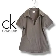【カルバンクラインジーンズ 】Tシャツ　Vネック　半袖　コットン　カーキ　M