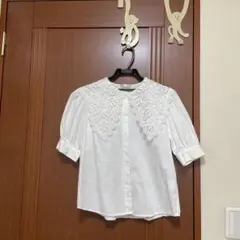 【ナイスクラップ nice claup】レースカラーブラウス　白