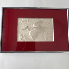 真作保証 畠山三代喜 彫金作品 北風の詩 銀彩 金工 額装（難あり