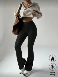 ブラック ハイライズ ヨガパンツ サイドポケット付き