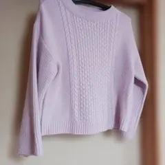 クルーネック ケーブルニット Mサイズ春ピンク❤GU