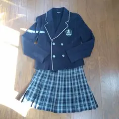 ネイビー ダブルブレストジャケット チェックスカート