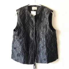 UNITED ARROWS フラワージャガード ベスト 黒 ジレ