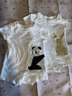 無印良品　パンダとウサギのロンパース2枚セット　70〜80